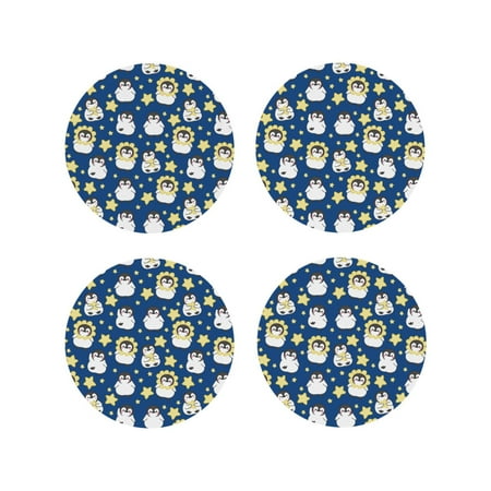 

Leather Coasters with Heat-resistant for Drinks Star penguin -标题2 Round Shape