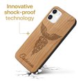 thumbnail image 3 of Case Yard Wooden Case Outside Soft TPU Silicone, Slim Fit Shockproof Wood Protective Phone Cover for Girls Boys Men and Women, Supports Wireless Charging Mercury Design case for iPhone-12-Mini, 3 of 7