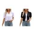thumbnail image 1 of (2-Pack) Rinsvye Women Puff Sleeve Bolero Leopard Cardigan Sweater Open Front Summer Cropped Womens Plus Cardigans Sheer Jackets Cardigan, 1 of 9