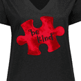 thumbnail image 4 of Inktastic Autism Awareness Be Kind Red Puzzle Piece Women's Plus Size V-Neck T-Shirt, 4 of 5