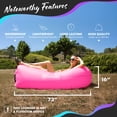 thumbnail image 2 of Nevlers Pink Inflatable Lounger with Travel Bag and Pockets, 2 of 9