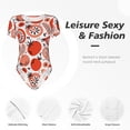 thumbnail image 4 of KLL Women 's Crew Neck Bodysuit Jumpsuits Hand Drawn Tomatoes Print Short onesies Stretch T Shirts, 4 of 7