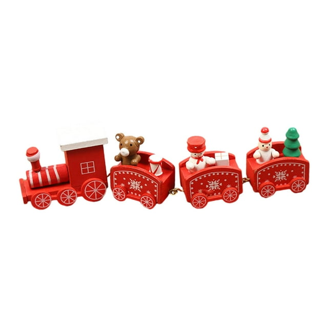 Milaget Christmas Wooden Train Ornament Decorative for Party Table Centerpieces Desk