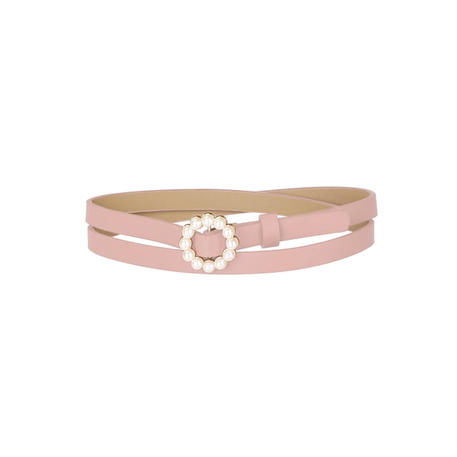 CINTURONES DE CINTURA PARA MUJERES PLUS SIZE INSPIRE CHIC, CINTURÓN NARROW DE CUERO CON PERLAS AJUSTABLE PARA JEANS, VESTIDOS Y PANTALONES 105cm/41.33" ROSA CLARO
