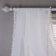 thumbnail image 3 of DriftAway  Solid White Sheer Window Scarf Valance Long Luxury Sheer Fabric Topper Pom Pom Trimmed 52" width X 144 " length, 3 of 5