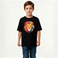 thumbnail image 2 of Boys Graphic T-Shirt Colorful Lion Face Artsy Animal Kids Tees 100% Cotton Tops Ages 4-13Y, 2 of 4