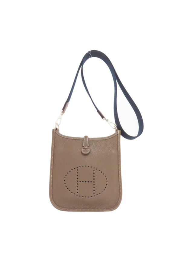 Pre-Owned Herms Evelyn TPM Etoupe Shoulder Bag with Silver Hardware, Taurillon, Women's,...