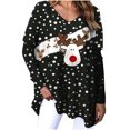 thumbnail image 1 of Camisas informales de manga larga para mujer, jersey, túnica suelta, blusa con cuello en V y estampado navideño Fridja fhghd2719, 1 of 8