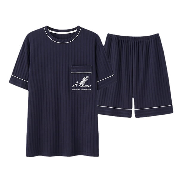 Pijamas de hombre de talla grande 5XL, de 200 kg de grasa, de manga corta, pantalones cortos, de verano, con cuello redondo, ropa informal para el hogar para papá