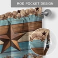 thumbnail image 6 of Western Texas Star Retro Farmhouse Short Window Curtain Valances, Country Farmhouse Light Blue Brown Wooden Rod Pocket Kitchen Valances for Living Room Bedroom Bathroom Cafe 60" x 18", 6 of 8