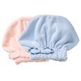 thumbnail image 1 of 2PC Hair Drying Caps, Soft & Absorbent, Fast Drying Hair Turban Wrap Towels Shower Cap, 1 of 5
