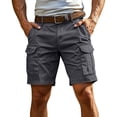 thumbnail image 2 of Mens Cargo Shorts Relaxed Fit Lightweight Elastic Waist Stretch Summer Casual Camping Hiking Fishing Men's Cargo Shorts Multi Pockets Dark Gray S, 2 of 8