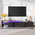 thumbnail image 3 of Modern TV cabinet design: stylish and elegant, practical storage space, wood look, glass shelves, LED lighting,high-gloss black, 3 of 9