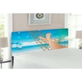 thumbnail image 2 of Beach Headboard, Legs of the Lady Laying in the Hammock Toward the Ocean in Hawaiian Tropical, Upholstered Decorative Metal Bed Headboard with Memory Foam, Full Size, Cream and Blue, by Ambesonne, 2 of 4