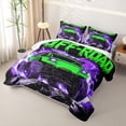 thumbnail image 3 of Castle Fairy Neon Off-Road Truck Quilt Full,Lightning Rock Print Full Bedspread Sets for Bedroom,Green Purple, 3 of 7