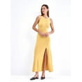 thumbnail image 6 of Women'S Summer and Autumn Long Elegant Versatile Slit Tight Sleeveless Dress Yellow L, 6 of 9
