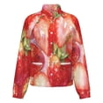 thumbnail image 5 of Jackets for Women Winter Coat Jackets Flannel Stand Collar Jacket(Strawberry Fruit Watercolor,Size:S-4XL), 5 of 7