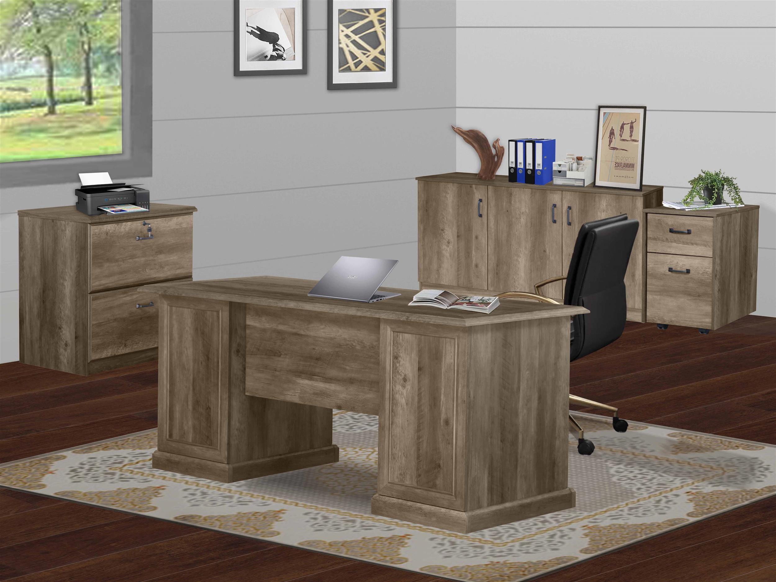 Saint Birch Honduras 65" Executive Desks in Rustic Oak