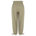 thumbnail image 6 of CIENVNSTG Women's Summer Beach Style Cotton Linen Pants Solid Color Straight Leg Elastic High Waisted Lightweight Casual Trendy Radish Harem Pants with Convenient Pockets Khaki 3XL, 6 of 7