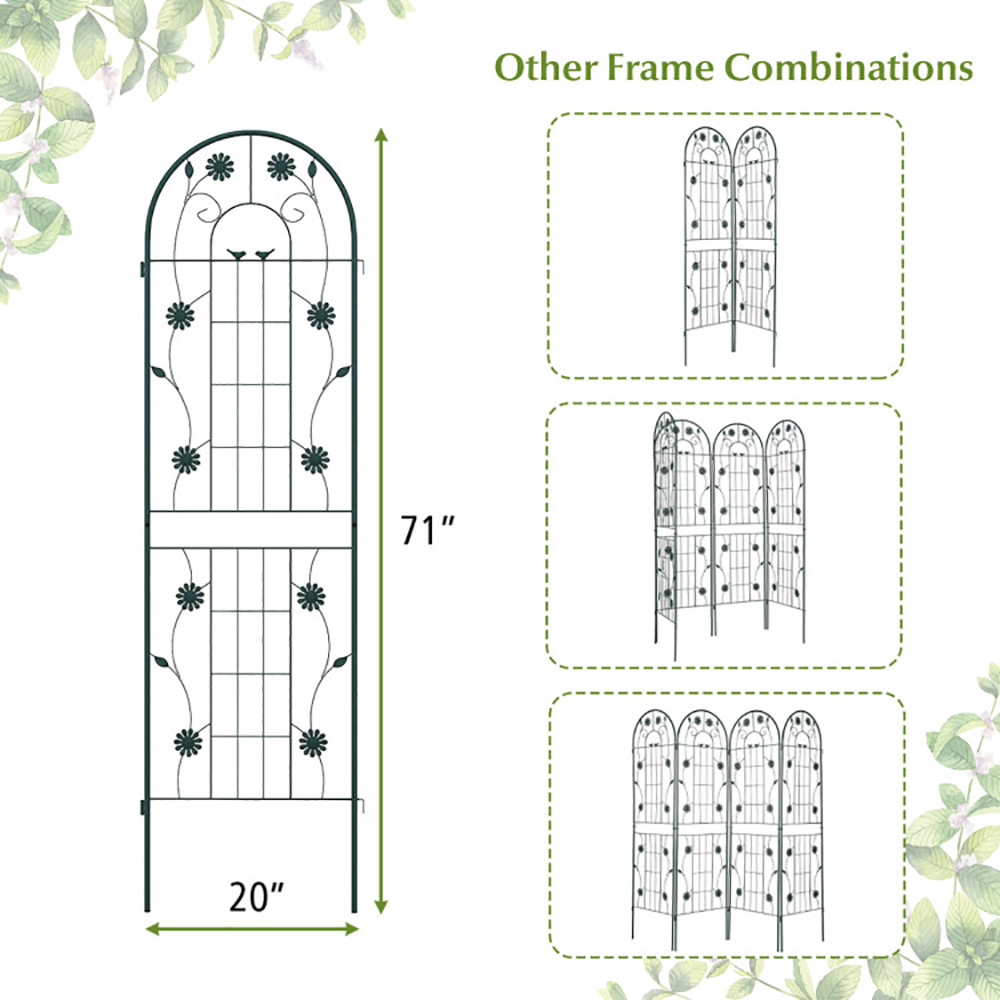 Aimee Lii 4 Pack 71 x 20 Inches Metal Garden Trellis for Climbing Plants, Tomato Trellis for Raised Garden Bed, Garden Trellis for Vegetables, Green