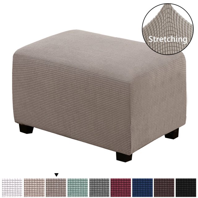 H.VERSAILTEX 1-Piece Jacquard Spandex Ottoman Stretch Slipcover, Taupe