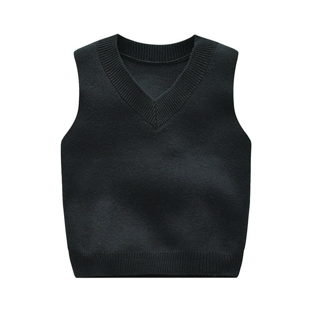 Besolor Baby Boy Girls Knit Sweater Vest Pullover Top Solid Color Spring Autumn Outfits for Toddler Kids