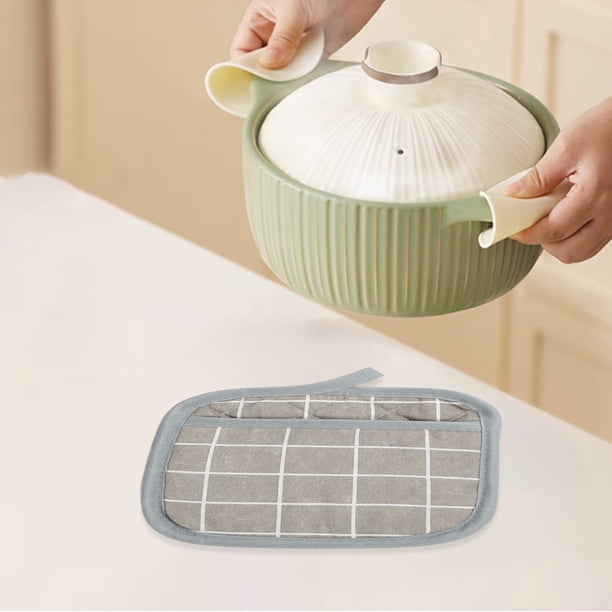 Aparatos de cocina Guantes de aislamiento térmico para microondas Guantes de cuadros gruesos y protectores contra el calor Felpudo para hornear y guantes de lino para horno Aproximadamente 7.8x7.8 pul