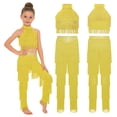 thumbnail image 2 of iiniim Girls 2 Piece Professional Ballroom Latin Dance Outfit Fringe Crop Top and Layered Tassel Pants Set Yellow 16, 2 of 7