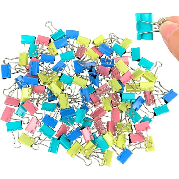 120 Pcs Colored Binder Clips, 3/4inch(19mm), Small Size for Office Supplies, 4 Vibrant Colors