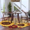 thumbnail image 4 of 7ft Round Rug, Sunflower Brown Wooden Non-Skid Rubber Backing Large Area Rugs - Living Room Bedroom Home Office, Vintage Flowers Butterfly Indoor Floor Mat Carpets Washable Rug, 4 of 9