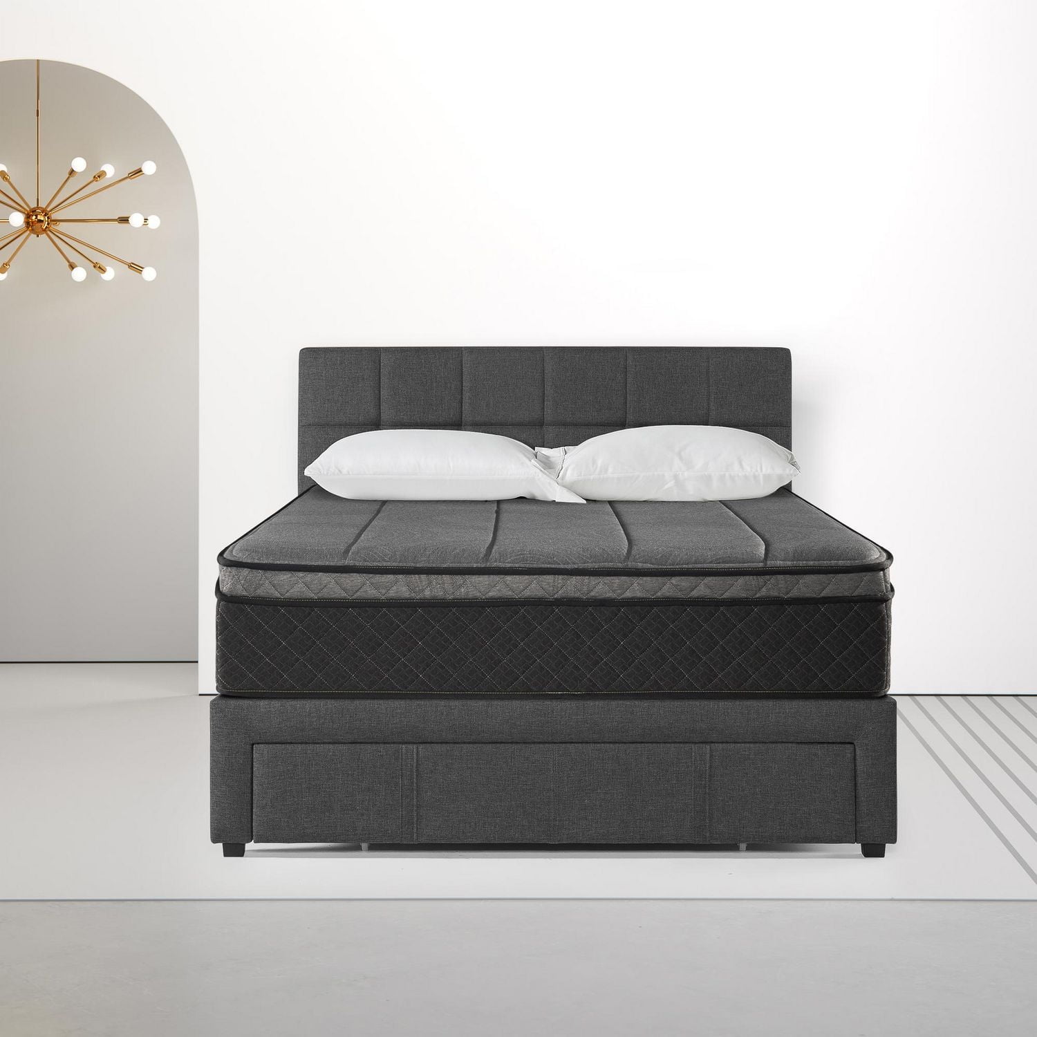 Zinus Lottie Upholstered Platform Bed Frame with Storage Drawer