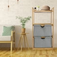 thumbnail image 4 of BIGTREE 3-Tier Storage Basket Dressers Unit Bathroom Bamboo Tower Fabric Drawers Storage Shelf, New, 4 of 8