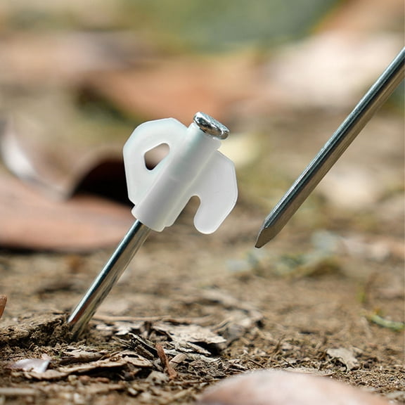 OULII 6Pcs Reflective White Iron Tent Stakes Strong Tent Fixed Tool for Camping Outdoors