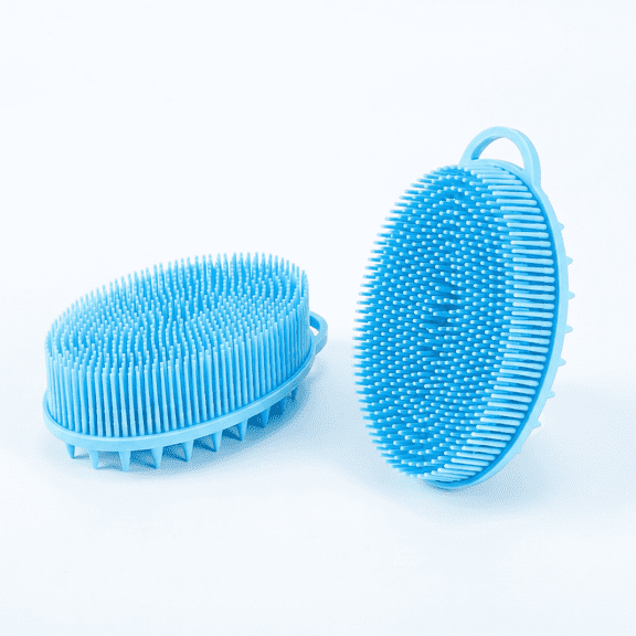 MoHern 2 Pcs  2-in-1 Soft Silicone Shower Brush, Blue Multifunctional Deep Cleansing Body SPA Scrubber, Gentle Exfoliating Bath Brush for Hair and Skin Daily Use