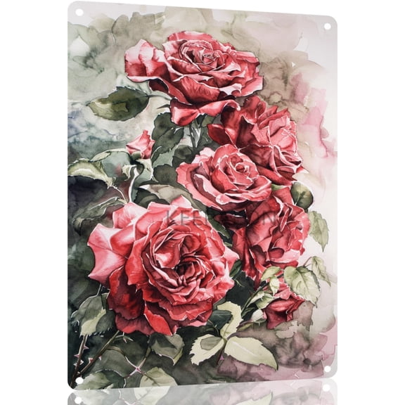 Wildflower Aluminum Wall Sign, Vintage Floral Metal Wall Art, Rusted Look Tin Sign, 12 x 8 Inch