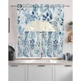 thumbnail image 2 of Blue Botanical Kitchen Curtains Sets 36 Inch Length with Valance, Spring Summer Leaf Pastoral Retro Swag Valances and Tiers Curtain Set Drapes Swag Curtains for Living Room, Bathroom, Bedroom, Cafe, 2 of 6