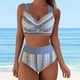 thumbnail image 3 of Gibobby Conjunto de Traje de Baño para Mujer Bikini de cintura alta para mujer, bañadores sexys de dos piezas con realce, traje de baño Vintage, conjunto(Gris,G), 3 of 5