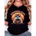 thumbnail image 1 of Women's "Groundhog Squad" Graphic T-Shirt, 100%, Casual Crew Neck Tee, Regular Fit, Short Sleeve, Knit Fabric, Animal Pattern, with Vintage Minimalist Style for All Seasons, Ladies T Shirts, 1 of 7