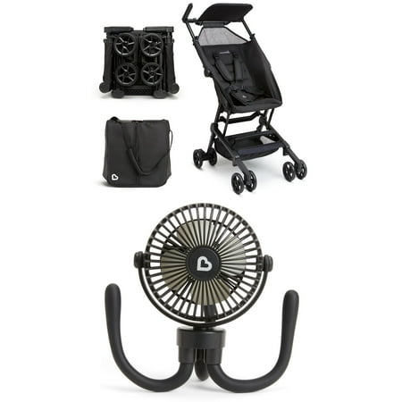 Munchkin® Sparrow™ Ultra Compact Lightweight Travel Stroller for Babies & Toddlers and Munchkin® Multi-Use Rechargeable Stroller Fan, Black