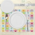 thumbnail image 3 of Ambesonne Cartoon Place Mats Set of 4, Colorful Owl, Standard Size, Purple Yellow and Pink, 3 of 6