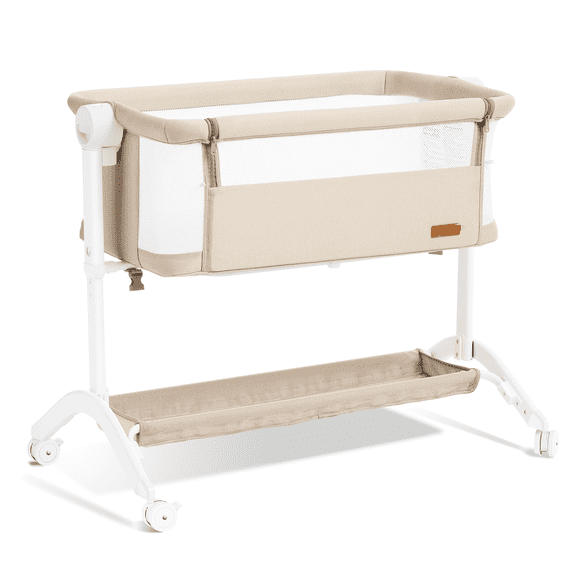 Angelbliss Bassinet Bedside Sleeper - All-Mesh Design, Portable Bedside Bassinet for Baby with Washable Mattress, 5 Adjustable Heights