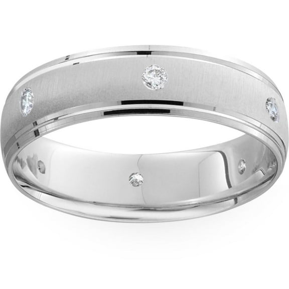 Pompeii Mens 14k White Gold 6mm Wedding Ring (G/H,SI1-SI2)