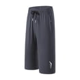 thumbnail image 2 of CIAKGIAF Mens Shorts Drawstring Elastic Waist Solid Ice Silk Casual Zip Pockets Jogging Shorts, 2 of 8