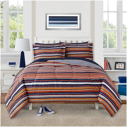 Better Homes and Gardens Kids Orange & Navy Stripes Comforter Set