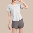 thumbnail image 5 of Hrsba Short Sleeve Tops For Women Solid Color Breathable Fast Drying Yoga Active Wear Casual Lightweight Summer Tops For Women, 5 of 5