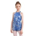 thumbnail image 1 of Nyeemya Combinaison de Danse Sans Manches à Sequins Col Halter pour Filles Rumba Samba Bleu Royal 10, 1 of 7