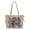 White, variant on Large Capacity PU Ita Bag for Women & Girls, Ribbon Lace Up Tote Handbag with Transparent Window, Versatile Shoulder Bag for Daily Use (16.93" x 11.42" x 3.94", 0.93 lb)