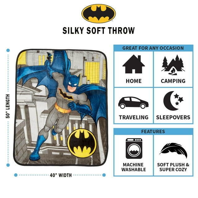Batman Kids Silky Soft Plush Throw Blanket 40 x 50