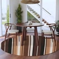 thumbnail image 4 of Round Area Rug 6 Ft, Brown Black Stripes Washable Non-Slip Circle Carpet for Living Room/Bedroom, Farmhouse Vintage Abstract Lines Low-Profile Indoor Mats Collection Rugs for Residential, 4 of 7