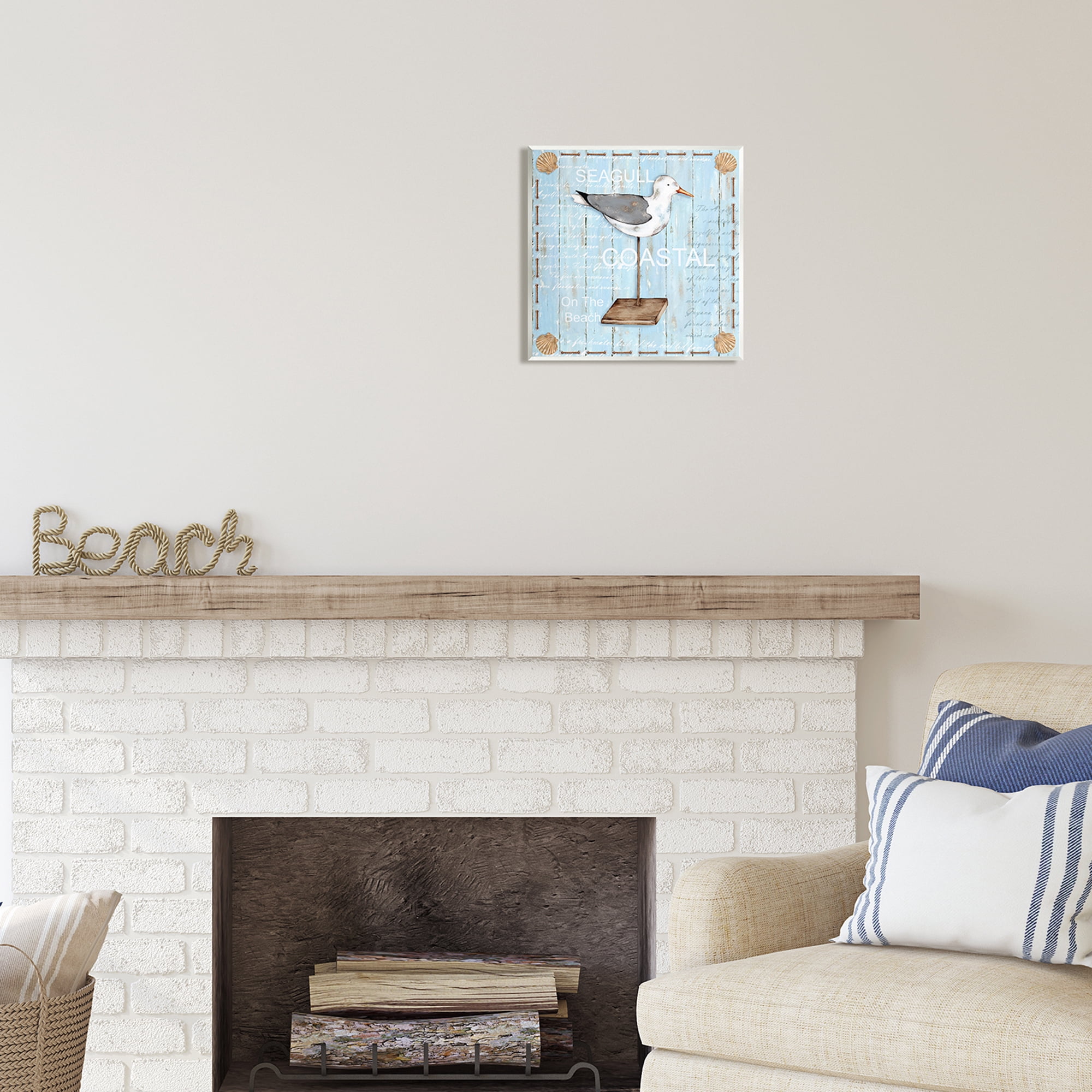 Stupell Industries Rustic Blue Seagull Animals & Insects Painting Unframed Art Print Wall Art, 12 x 12